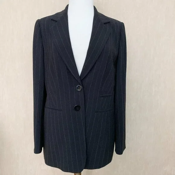PLANET Black Pinstripe Single-Breasted Pantsuit Set | Size 12 - Picture 1 of 10